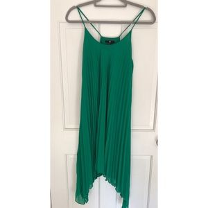 H&M Pleated Asymmetrical Green Dress